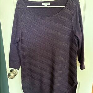 New York & Company Purple Scoop Neck Lightweight Sweater